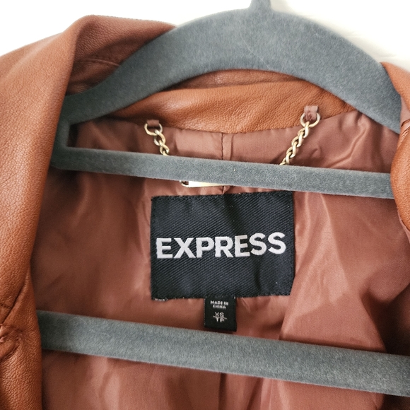 Express Brown Faux Leather Jacket - Picture 2 of 4
